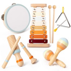 奧爾夫樂器套裝 3-6歲 懞氏早教禮物 0-3木質教具 幼兒園音樂玩具, 彩盒6件, 1個
