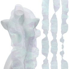 폴리에스터 플리티드 레이스 리본 러플 장식 DIY 의류 웨딩 부케 포장 홈데코 크래프트 액세서리, 1개, 화이트 510