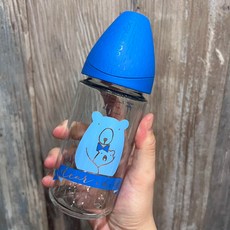 Suavinex蘇維妮 防脹氣寬口玻璃奶瓶 240ML 小熊寶藍 三位可變流量奶嘴, 1個, 小熊-寶藍(三位可變流量奶嘴)圓頭