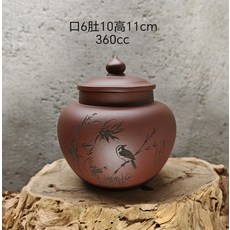 宜興紫砂 醒茶罐 喜上枝頭刻繪 360cc, 商品主圖, 1個