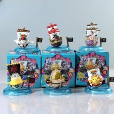 원피스 해적선 피규어 6종세트 미니피규어 모음 소품 장식 수집, 앉은 자세 사보 9cm
