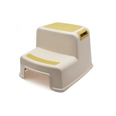 이중 두께 미끄럼 방지 플라스틱 발판 세면대용 높이 조절 사다리 의자, 33*36*25cm, 베이지색