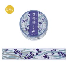 莫莫日貨 BGM 2025 11月新品 草花譜系列燙金和紙膠帶 (全6款), 1個, 06.草花譜・菖蒲 SDG102