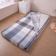 COZYKISS 고밀도 순면 지퍼형 매트커버 요커버 라텍스커버 메모리폼커버, 블루 체크