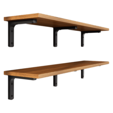 好的家居 木質壁掛置物架 牆壁層架 房間牆面收納架 美甲牆置物架, 【40x30cm】木質壁掛置物架, 胡桃色黑架, 1層