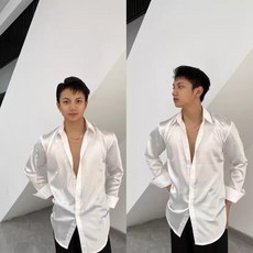 남성용 새틴 라틴 댄스 셔츠 볼룸 의류 긴 소매 연습복 성인 차차 탱고 살사 상의 BL11194