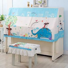 전자 피아노 덮개 건반 세트 북유럽풍 디지털 커버, 1개, 스카이블루 피아노커버 + 싱글 벤치커버