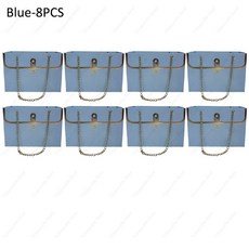 종이 핸드백 꽃다발 데이 크리 휴대용 가방 발렌타인 티브 토트 파티 상자 어머니의 포장 에이 생일 선물, 15x10x10.5cm, Blue8PCS