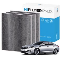 2+1 하이필터 PM 0.3 활성탄 자동차 에어컨 필터 기아, 3개, K5 (1세대/TF) HI-B102