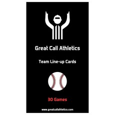Great Call Athletics 야구/소프트볼 라인업 카드 | 게임 30개 16인용 명단 라인업 시트 4부 카본 카피 코치 심판, Great Call Athletics 야구/소프트볼 라