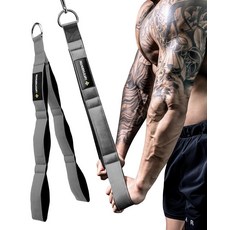 MANUEKLEAR 삼두근 로프 케이블 부착 핸들 더 넓은 동작 범위 푸시 다운 크런치 전문 체육관용 페이스 풀다운 로프(블랙), 회색