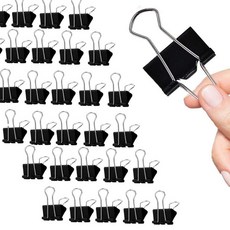 미디엄 불독 클립 60개 2.5cm(1인치) 실버 25mm 경첩 종이 공예 식품 가방 그림 사진용 금속 클램프, 1.6 Inch, 블랙-36개