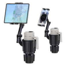 차량용 컵홀더 조절 확장형 스마트폰 태블릿 거치대, 블랙, 1개