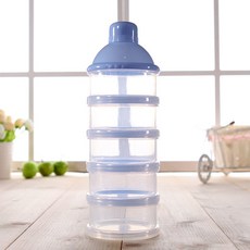 奶粉格 神奇定量奶粉罐 奶粉盒 透明 旋轉奶粉罐 防潮 分裝盒 便攜奶粉分裝盒 奶粉分裝盒 滑溜溜 透明奶粉盒便攜小巧多, 藍色五層, 1個