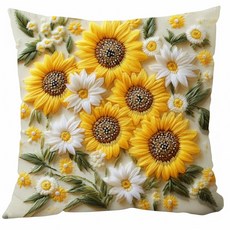 해바라기 꽃 쿠션 커버 45cm 인테리어 소품