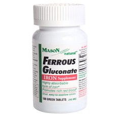 Mason Naturals 無麩質葡萄糖鐵錠, 100顆, 1罐