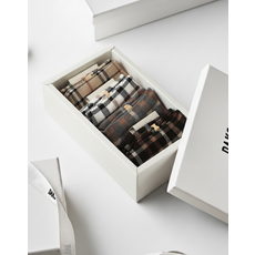 26FW [무압박][여성중목4족] 체크배색 면혼방 중목 4족세트 DCSS6F702BK