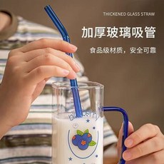 H 嚴選好物 高顔值大容量玻璃杯 ins風吸管水杯 辦公室把手方形杯 耐高溫簡約設計, 1個, 【單隻吸管】顏色需要改聯繫客服備註