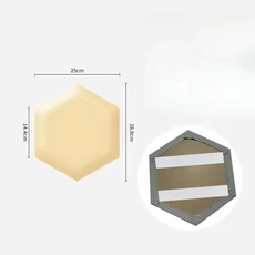 육각형 3D 벽 스티커 덮개를 씌운 벽 패널 어린이 충돌 방지 패드 침대 헤드보드 자가접착스타일, 2개-25x28cm, 베이지옐로우