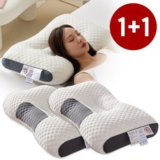 1+1 아이유 베개 경추베개 꿀잠 목이편한 수면베개, 2개, 베이지톤