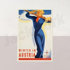 오스트리아 스키 휴가 비엔나 티롤 빈티지 포스터 아트 여행 벽 예술, 03 70X105cm No frame, 11. 4, 1개