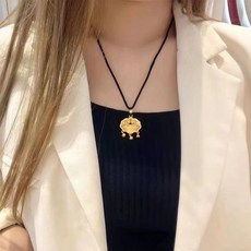 福字平安鎖項鏈女 小眾設計新中式沙金古法鏤空福氣長命鎖吊墜飾品