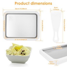 롤아이스크림 만들기 철판 메이커 팬 홈카페 간식 DIY 키트 다기능 2개 스크레이퍼 포함 플레이트 냉동 스위트 프라이드 푸드 롤, 2)White 1 large