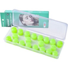 수면 수영용 이어플러그 10쌍 - 재사용 가능한 노이즈 캔슬링 소프트 실리콘 젤 왁스 코골이 수영 여행 목욕 콘서트 및 공부용 보라색 원 사이즈, Green, One Size