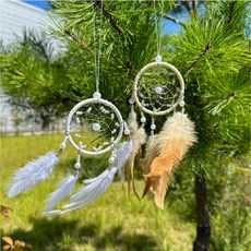 심플한 드림캐쳐 핑크 화이트 홈카페 마크라메 꿈, GS002088 심플드림캐쳐 화이트