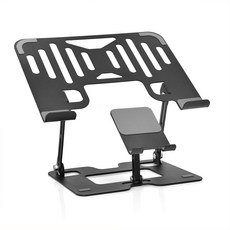 노트북 거치대 2in1 쿨링 접이식 태블릿 휴대폰거치대, 1개, 블랙