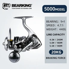 BEARKING 브랜드 도착 바닷물 낚시 릴 스피닝 1000-6000 9+1BB 5.2:1 최대 드래그 10-20KG 방수 릴, [01] 9, 05 5000, 1개