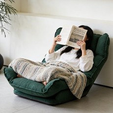 접이식 좌식 소파 1인용 바닥 소파 리클라이너 각도조절 푹신한 패브릭 쇼파 원룸 거실용, 그린