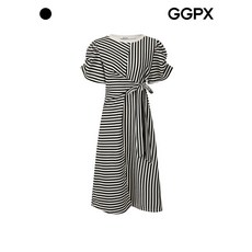 GGPX 스트라이프 하프 리본 셔링 원피스 (GQ5OP018F)