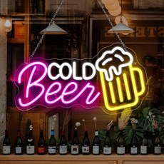 생맥주 네온사인 LED 맥주조명 홈바 호프집 인테리어 무드등 감성소품, 8_차가운 맥주 42x23cm 5V USB