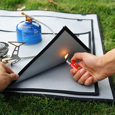 캠핑 방염매트 난로 그릴 화로대 방염포 안전 방열 화재 예방, L, 1개, 그레이