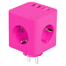 데코아르 멜로우 비비드 도킹형 멀티탭 (3구+4포트 타입) 핑크, 1개