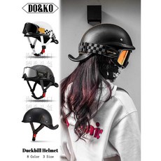 독일군 헬멧 반모 바이저 블랙 레드 오토바이 빈티지, 1개, 클래식 블랙 L 58 - 59cm