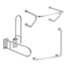 【海夫健康生活館】裕華 不鏽鋼系列 浴廁組 面盆 L型 活動扶手(T-058 T-050 T-111)