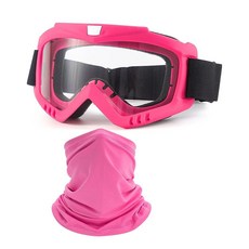 Immoono 더트 바이크 고글 페이스 마스크 포함 오토바이 ATV 모토크로스 스키 고글 레이싱 헬멧 오렌지 프레임 투명 렌즈, 핫 핑크