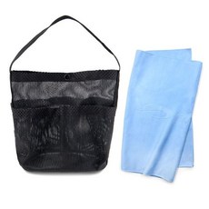 메쉬 목욕가방 샤워가방(+건식타올 증정), 블랙