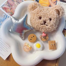 包希鞋配飾 ins手工星星熊卡通毛絨洞洞鞋DIY配件 可愛小熊鞋扣裝飾 可拆卸鞋花, 1個, 隨機一個鞋扣（無鞋）