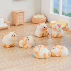 파스텔 고양이 피규어 미니어처 인테리어 소품 데스크 장식 힐링 오브제 세트_와주라몰, 9종세트, 1개