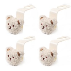 귀여운 곰 디자인 차량용 뒷자석 걸이 후크, 베이지, 4개