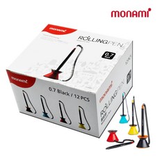 [영번지몰] 모나미 롤링펜 0.7mm 부착형 데스크 볼펜, 바디색상랜덤_1다스, 12개