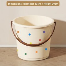 특대형 플라스틱 대걸레 양동이 가정용학생 세탁 물통 손잡이형 세척, 3. 크림버킷 20L [땡땡이풍], 1L