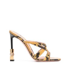 발리 스네이크 스킨 프린트 가죽 뮬 110mm