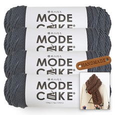 [니뜨] 모드케이크(100g) 뜨개실x4볼+뉴로이드롱머플러도안+라운드엣지라벨 1개, 1세트, 19 챠콜