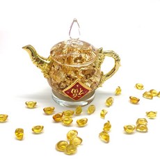 金箔福袋 水晶底 金箔茶壺 水晶底 開業入厝送禮 牛事大旺 福氣入袋, 1個, 金箔茶壺+水晶座