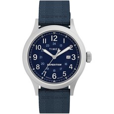 Timex 남성용 익스페디션 노스 시에라 40mm 시계 - 블랙 스트랩 그린 다이얼 실버 톤 케이스 블루/블루/실버톤 익스페디션 노스 시에라 40mm 202835
