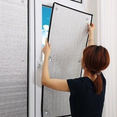 창문 햇빛 가리개 단열 욕실 유리 호일 알루미늄 필름 탈부착 베란다 거실 대형 앞유리 커튼, 검정테+접착스티커